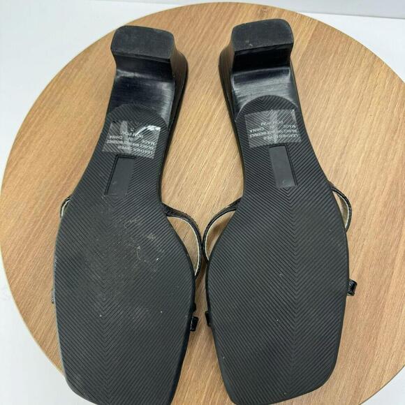 Hillard & Hanson Vintage Black Leather Pom Pom Square Toe Slip-On Heel Size 7.5 - Picture 4 of 8